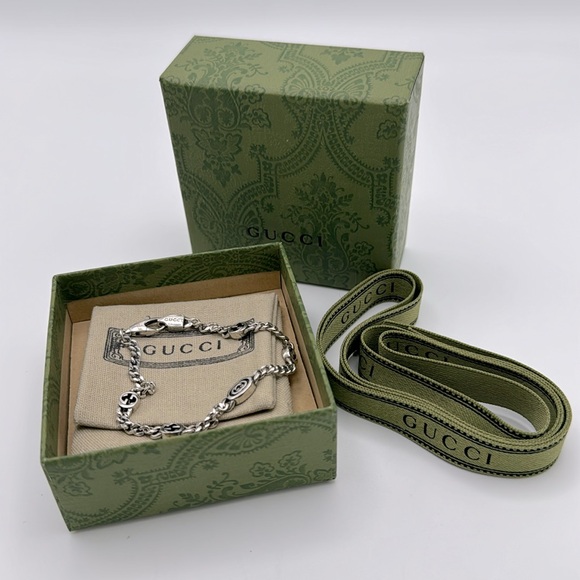 GUCCI Interlocking G Bracelet Argento - Picture 1 of 16